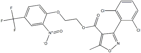 2-[2-nitro-4-(trifluoromethyl)phenoxy]ethyl 3-(2,6-dichlorophenyl)-5-methylisoxazole-4-carboxylate 化学構造式