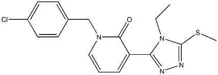 1-(4-chlorobenzyl)-3-[4-ethyl-5-(methylsulfanyl)-4H-1,2,4-triazol-3-yl]-2(1H)-pyridinone 化学構造式