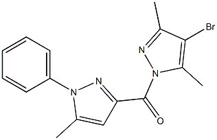 (4-bromo-3,5-dimethyl-1H-pyrazol-1-yl)(5-methyl-1-phenyl-1H-pyrazol-3-yl)methanone Struktur