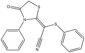 2-(4-oxo-3-phenyl-1,3-thiazolan-2-yliden)-2-(phenylthio)acetonitrile,,结构式
