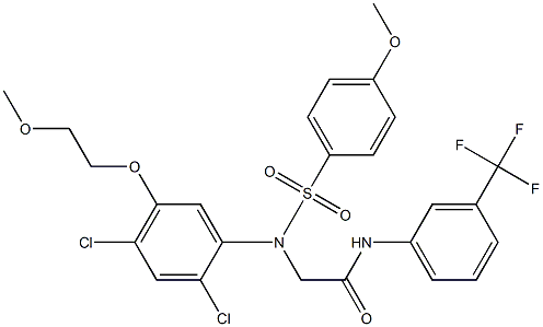 2-{2,4-dichloro-5-(2-methoxyethoxy)[(4-methoxyphenyl)sulfonyl]anilino}-N-[3-(trifluoromethyl)phenyl]acetamide Structure