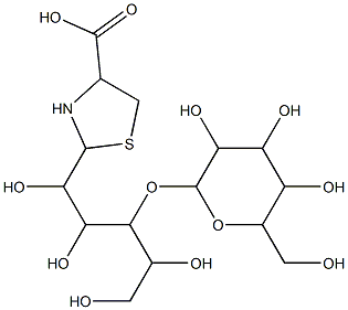2-(1,2,4,5-tetrahydroxy-3-{[3,4,5-trihydroxy-6-(hydroxymethyl)tetrahydro-2H-pyran-2-yl]oxy}pentyl)-1,3-thiazolane-4-carboxylic acid Structure