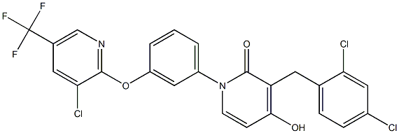 1-(3-{[3-chloro-5-(trifluoromethyl)-2-pyridinyl]oxy}phenyl)-3-(2,4-dichlorobenzyl)-4-hydroxy-2(1H)-pyridinone Struktur