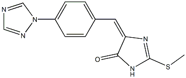 2-(methylsulfanyl)-5-{(E)-[4-(1H-1,2,4-triazol-1-yl)phenyl]methylidene}-3,5-dihydro-4H-imidazol-4-one 结构式