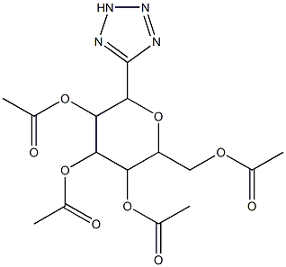 3,5-di(acetyloxy)-2-[(acetyloxy)methyl]-6-(2H-1,2,3,4-tetraazol-5-yl)tetrahydro-2H-pyran-4-yl acetate,,结构式