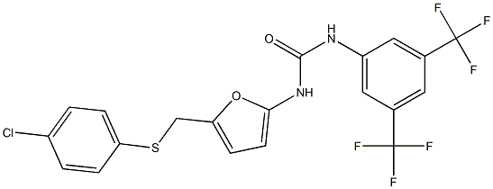 N-(5-{[(4-chlorophenyl)thio]methyl}-2-furyl)-N'-[3,5-di(trifluoromethyl)phenyl]urea Struktur