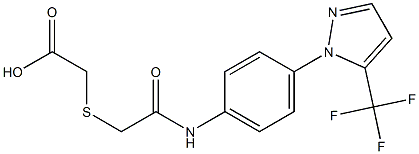 2-[(2-oxo-2-{4-[5-(trifluoromethyl)-1H-pyrazol-1-yl]anilino}ethyl)thio]acetic acid 化学構造式