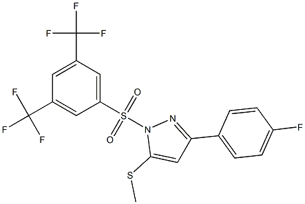 1-{[3,5-di(trifluoromethyl)phenyl]sulfonyl}-3-(4-fluorophenyl)-5-(methylthio)-1H-pyrazole Structure