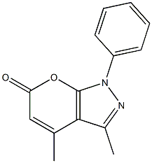 3,4-dimethyl-1-phenyl-1,6-dihydropyrano[2,3-c]pyrazol-6-one 化学構造式