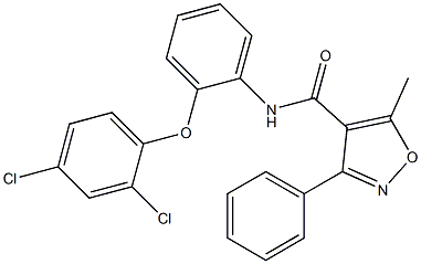 N4-[2-(2,4-dichlorophenoxy)phenyl]-5-methyl-3-phenylisoxazole-4-carboxamide,,结构式