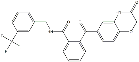 2-[(3-oxo-3,4-dihydro-2H-1,4-benzoxazin-6-yl)carbonyl]-N-[3-(trifluoromethyl)benzyl]benzenecarboxamide Structure