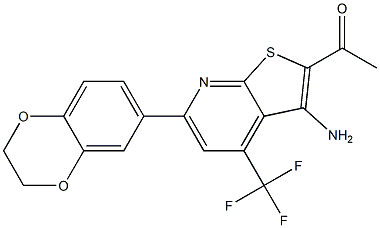 1-[3-amino-6-(2,3-dihydro-1,4-benzodioxin-6-yl)-4-(trifluoromethyl)thieno[2,3-b]pyridin-2-yl]-1-ethanone