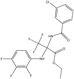 ethyl 2-[(3-chlorobenzoyl)amino]-3,3,3-trifluoro-2-(2,3,4-trifluoroanilino)propanoate 化学構造式