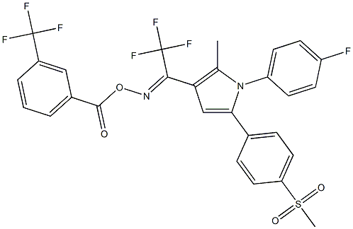1-(4-fluorophenyl)-2-methyl-5-[4-(methylsulfonyl)phenyl]-3-(2,2,2-trifluoro{[3-(trifluoromethyl)benzoyl]oxy}ethanimidoyl)-1H-pyrrole Struktur