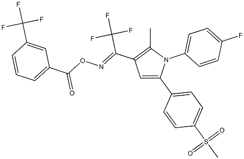 1-(4-fluorophenyl)-2-methyl-5-[4-(methylsulfonyl)phenyl]-3-(2,2,2-trifluoro{[3-(trifluoromethyl)benzoyl]oxy}ethanimidoyl)-1H-pyrrole,,结构式