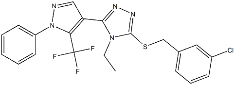 3-chlorobenzyl 4-ethyl-5-[1-phenyl-5-(trifluoromethyl)-1H-pyrazol-4-yl]-4H-1,2,4-triazol-3-yl sulfide,,结构式