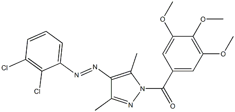 {4-[2-(2,3-dichlorophenyl)diaz-1-enyl]-3,5-dimethyl-1H-pyrazol-1-yl}(3,4,5-trimethoxyphenyl)methanone,,结构式
