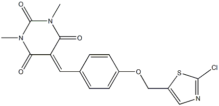 5-({4-[(2-chloro-1,3-thiazol-5-yl)methoxy]phenyl}methylene)-1,3-dimethyl-2,4,6(1H,3H,5H)-pyrimidinetrione Struktur