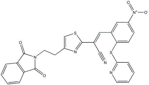 2-{4-[2-(1,3-dioxo-1,3-dihydro-2H-isoindol-2-yl)ethyl]-1,3-thiazol-2-yl}-3-[5-nitro-2-(2-pyridinylsulfanyl)phenyl]acrylonitrile 化学構造式