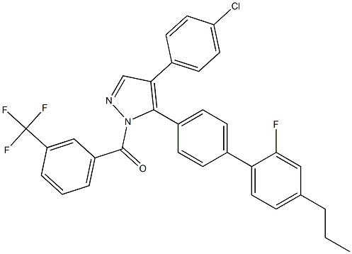 [4-(4-chlorophenyl)-5-(2'-fluoro-4'-propyl[1,1'-biphenyl]-4-yl)-1H-pyrazol-1-yl][3-(trifluoromethyl)phenyl]methanone Structure