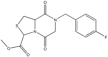 methyl 7-(4-fluorobenzyl)-5,8-dioxohexahydro[1,3]thiazolo[3,4-a]pyrazine-3-carboxylate,,结构式