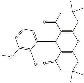 3,3,6,6-テトラメチル-9-(2-ヒドロキシ-3-メトキシフェニル)-3,4,5,6,7,9-ヘキサヒドロ-1H-キサンテン-1,8(2H)-ジオン 化学構造式