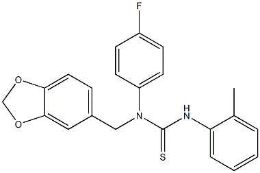 N-(1,3-benzodioxol-5-ylmethyl)-N-(4-fluorophenyl)-N'-(2-methylphenyl)thiourea Struktur