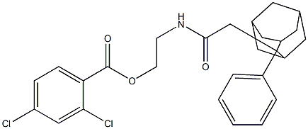 2-{[2-(2-phenyl-2-adamantyl)acetyl]amino}ethyl 2,4-dichlorobenzenecarboxylate Struktur