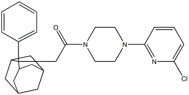 1-[4-(6-chloro-2-pyridinyl)piperazino]-2-(2-phenyl-2-adamantyl)-1-ethanone Struktur