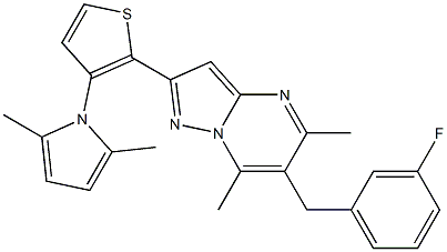 2-[3-(2,5-dimethyl-1H-pyrrol-1-yl)-2-thienyl]-6-(3-fluorobenzyl)-5,7-dimethylpyrazolo[1,5-a]pyrimidine 结构式