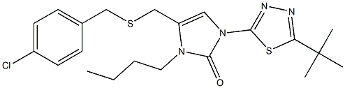 3-butyl-1-[5-(tert-butyl)-1,3,4-thiadiazol-2-yl]-4-{[(4-chlorobenzyl)thio]methyl}-2,3-dihydro-1H-imidazol-2-one Structure
