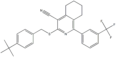 3-{[4-(tert-butyl)benzyl]sulfanyl}-1-[3-(trifluoromethyl)phenyl]-5,6,7,8-tetrahydro-4-isoquinolinecarbonitrile 化学構造式