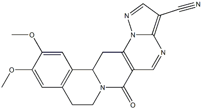 11,12-dimethoxy-6-oxo-8,9,13b,14-tetrahydro-6H-pyrazolo[5'',1'':2',3']pyrimido[4',5':4,5]pyrido[2,1-a]isoquinoline-3-carbonitrile Struktur