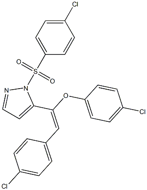 5-[1-(4-chlorophenoxy)-2-(4-chlorophenyl)vinyl]-1-[(4-chlorophenyl)sulfonyl]-1H-pyrazole 化学構造式