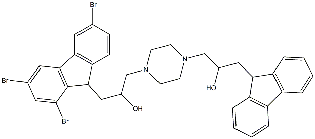 1-(9H-9-fluorenyl)-3-{4-[2-hydroxy-3-(1,3,6-tribromo-9H-9-fluorenyl)propyl]piperazino}-2-propanol Struktur