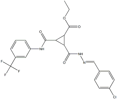 ethyl 2-({2-[(4-chlorophenyl)methylene]hydrazino}carbonyl)-3-{[3-(trifluoromethyl)anilino]carbonyl}cyclopropanecarboxylate 结构式