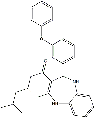 3-isobutyl-11-(3-phenoxyphenyl)-2,3,4,5,10,11-hexahydro-1H-dibenzo[b,e][1,4]diazepin-1-one Struktur