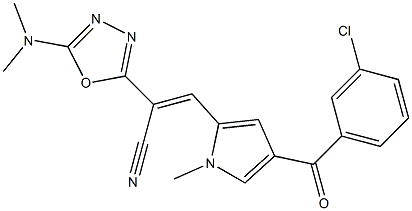 3-[4-(3-chlorobenzoyl)-1-methyl-1H-pyrrol-2-yl]-2-[5-(dimethylamino)-1,3,4-oxadiazol-2-yl]acrylonitrile,,结构式