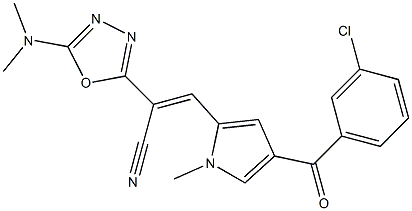 3-[4-(3-chlorobenzoyl)-1-methyl-1H-pyrrol-2-yl]-2-[5-(dimethylamino)-1,3,4-oxadiazol-2-yl]acrylonitrile|