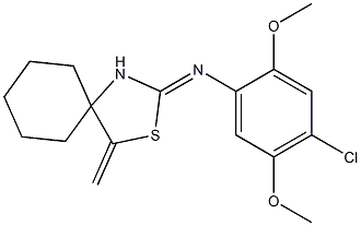 N1-(4-methylidene-3-thia-1-azaspiro[4.5]dec-2-yliden)-4-chloro-2,5-dimethox yaniline 化学構造式