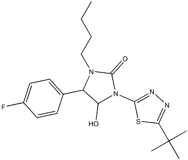1-butyl-3-[5-(tert-butyl)-1,3,4-thiadiazol-2-yl]-5-(4-fluorophenyl)-4-hydroxyimidazolidin-2-one
