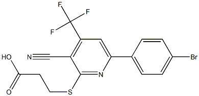 3-{[6-(4-bromophenyl)-3-cyano-4-(trifluoromethyl)-2-pyridinyl]sulfanyl}propanoic acid 化学構造式