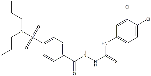 N1-(3,4-dichlorophenyl)-2-{4-[(dipropylamino)sulfonyl]benzoyl}hydrazine-1-carbothioamide,,结构式