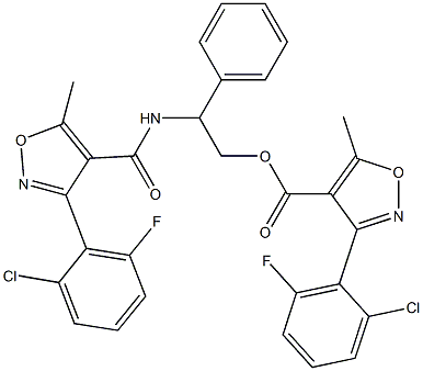 2-({[3-(2-chloro-6-fluorophenyl)-5-methyl-4-isoxazolyl]carbonyl}amino)-2-phenylethyl 3-(2-chloro-6-fluorophenyl)-5-methyl-4-isoxazolecarboxylate Structure