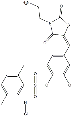 2,5-Dimethyl-benzenesulfonic acid 4-[3-(2-amino-ethyl)-2,4-dioxo-thiazolidin-5-ylidenemethyl]-2-methoxy-phenyl ester hydrochloride Structure