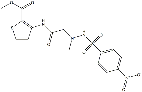 methyl 3-[(2-{1-methyl-2-[(4-nitrophenyl)sulfonyl]hydrazino}acetyl)amino]-2-thiophenecarboxylate,,结构式