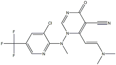 1-[[3-chloro-5-(trifluoromethyl)-2-pyridinyl](methyl)amino]-6-[2-(dimethylamino)vinyl]-4-oxo-1,4-dihydro-5-pyrimidinecarbonitrile,,结构式
