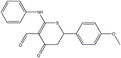 6-anilino-2-(4-methoxyphenyl)-4-oxo-3,4-dihydro-2H-thiine-5-carbaldehyde