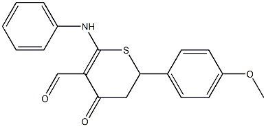 6-anilino-2-(4-methoxyphenyl)-4-oxo-3,4-dihydro-2H-thiine-5-carbaldehyde|