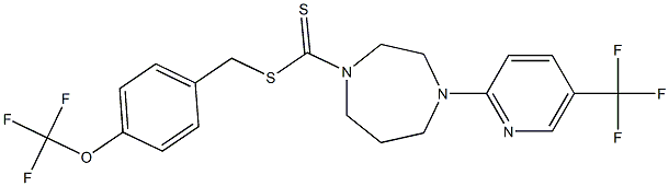 4-(trifluoromethoxy)benzyl 4-[5-(trifluoromethyl)-2-pyridyl]-1,4-diazepane-1-carbodithioate,,结构式